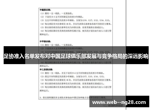 足协准入名单发布对中国足球俱乐部发展与竞争格局的深远影响