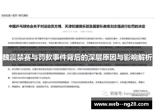 魏震禁赛与罚款事件背后的深层原因与影响解析